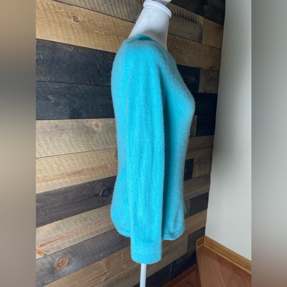Talbots Pure Cashmere Tiffany Blue Sweater Size Petite Large - Picture 6 of 10